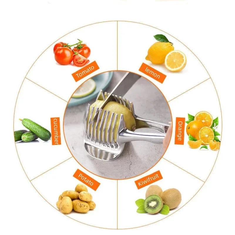 Kitchen Stainless Steel Slicer – Handheld Cutter for Fruits, Vegetables, Oranges, Lemons & Tomatoes