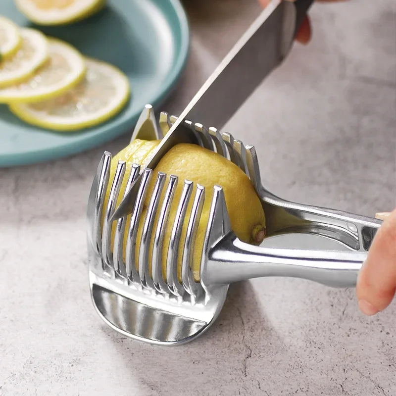 Kitchen Stainless Steel Slicer – Handheld Cutter for Fruits, Vegetables, Oranges, Lemons & Tomatoes