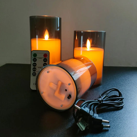 USB Rechargeable LED Candles – 3pcs Set with Remote Control