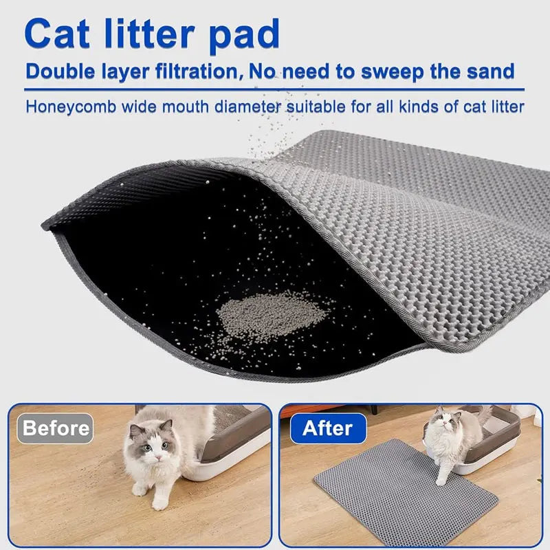 Cat Litter Box Mat – Waterproof Double-Layer Trapping Pad for Mess-Free Floors