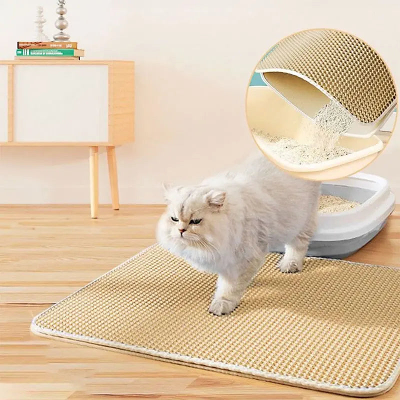 Cat Litter Box Mat – Waterproof Double-Layer Trapping Pad for Mess-Free Floors