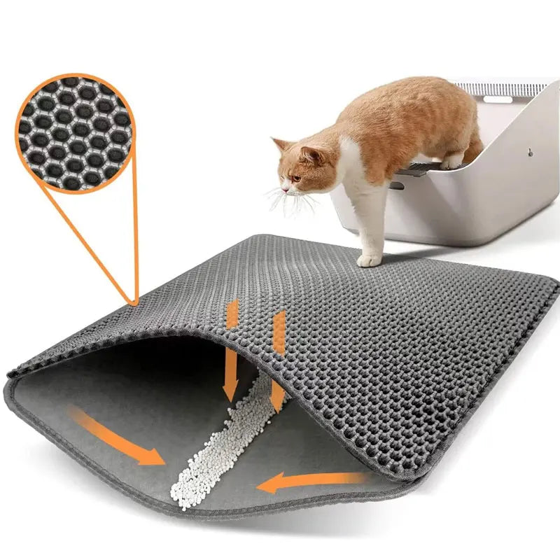 Cat Litter Box Mat – Waterproof Double-Layer Trapping Pad for Mess-Free Floors