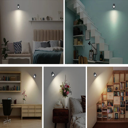 Portable LED Wall Lamp – Double Head, 360° Rotatable, Touch & Remote Control Night Light for Bedroom Reading