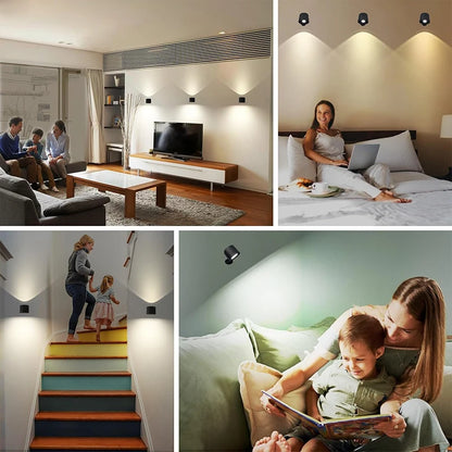 Portable LED Wall Lamp – Double Head, 360° Rotatable, Touch & Remote Control Night Light for Bedroom Reading