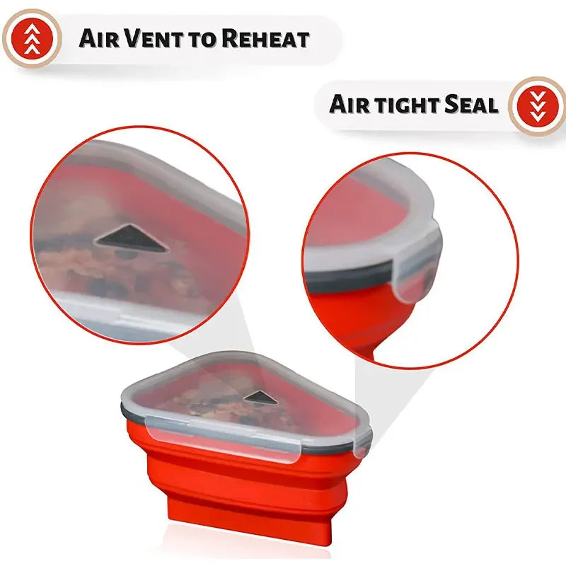 Food Grade Silicone Pizza Storage Box – Foldable Reusable Triangle Container
