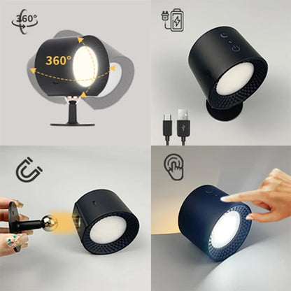 Portable LED Wall Lamp – Double Head, 360° Rotatable, Touch & Remote Control Night Light for Bedroom Reading