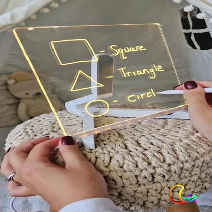 Erasable LED Drawing Board – Colourful Acrylic Writing Message Board with USB Night Light