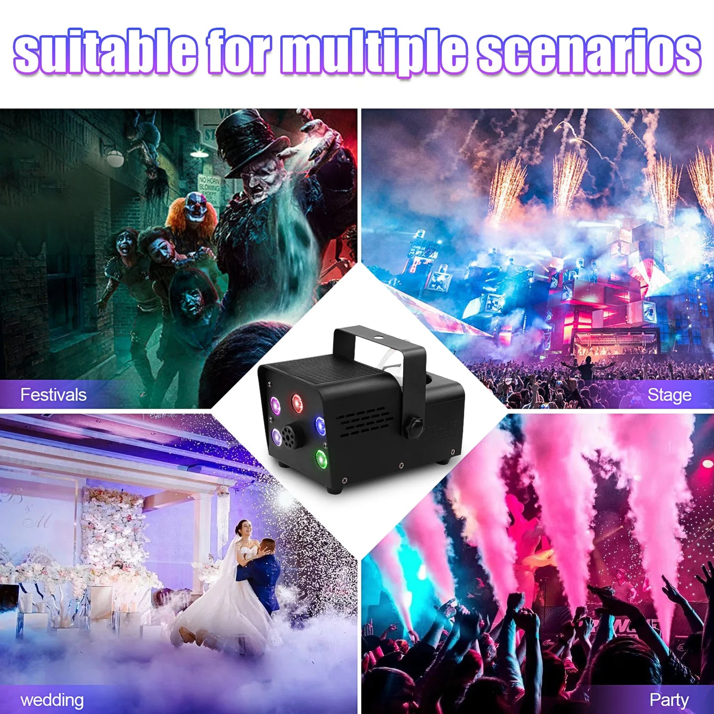 500W Fog Machine – RGB LED Smoke Effect with Wireless Remote for Parties & Stage