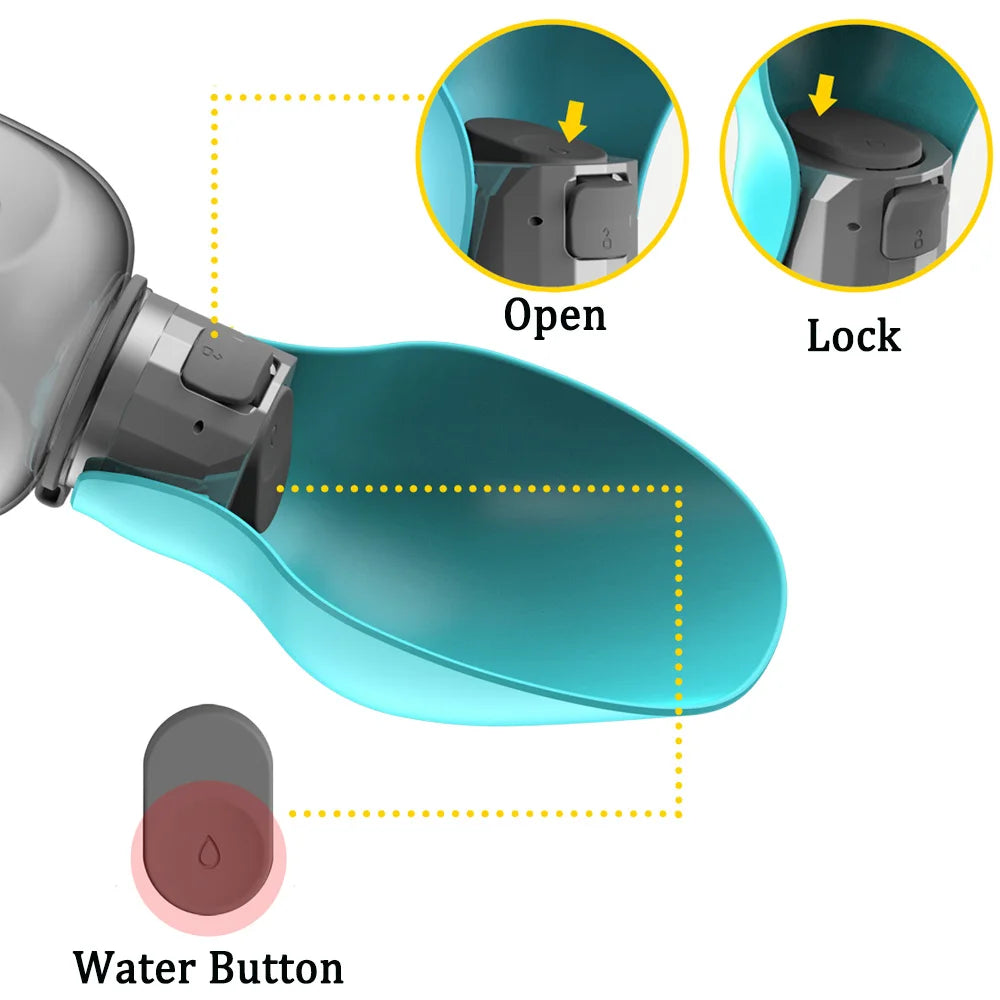 Portable 800ml Dog Water Bottle – Outdoor Leakproof Pet Bowl for Puppies & Large Dogs