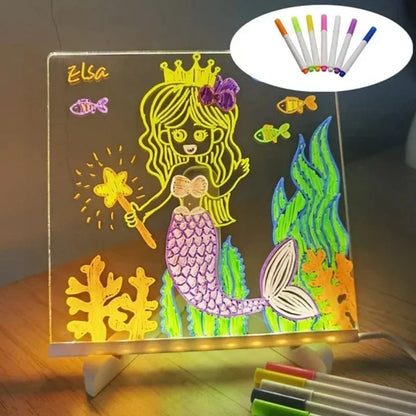 Erasable LED Drawing Board – Colourful Acrylic Writing Message Board with USB Night Light