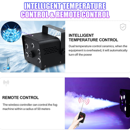 500W Fog Machine – RGB LED Smoke Effect with Wireless Remote for Parties & Stage