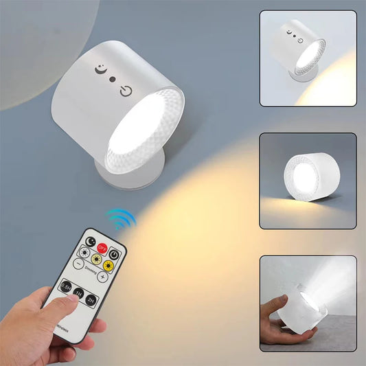Portable LED Wall Lamp – Double Head, 360° Rotatable, Touch & Remote Control Night Light for Bedroom Reading