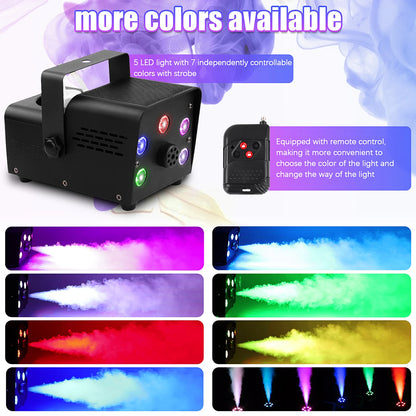 500W Fog Machine – RGB LED Smoke Effect with Wireless Remote for Parties & Stage