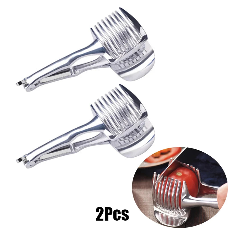Kitchen Stainless Steel Slicer – Handheld Cutter for Fruits, Vegetables, Oranges, Lemons & Tomatoes