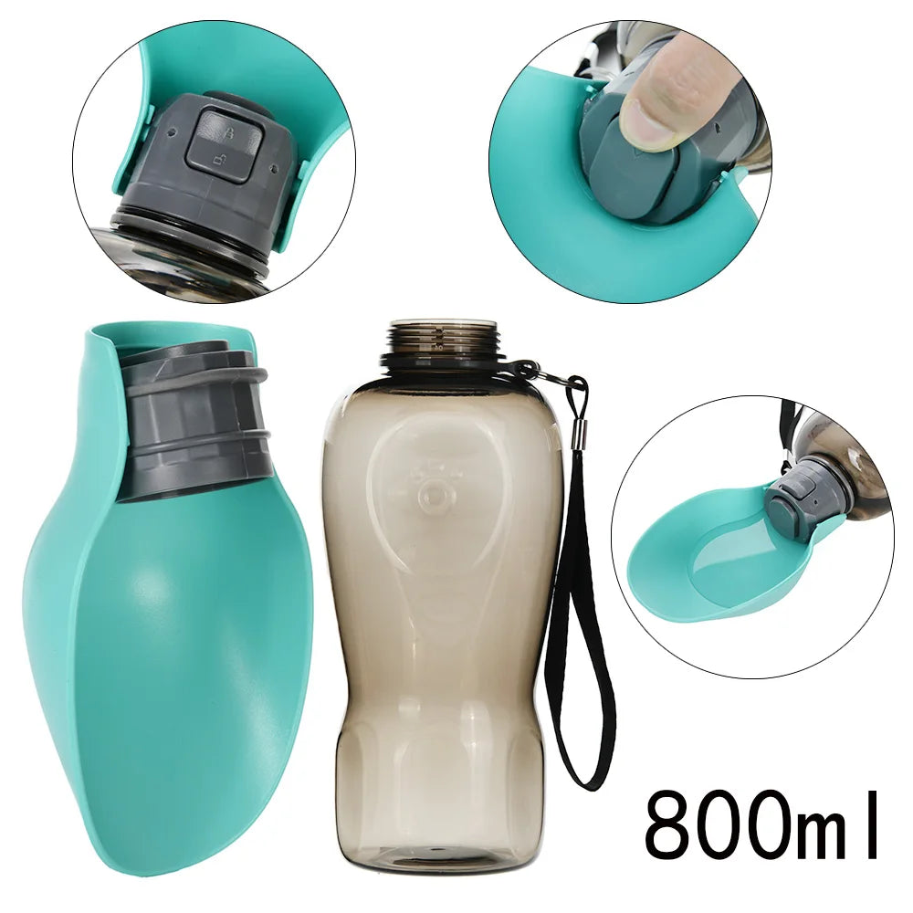 Portable 800ml Dog Water Bottle – Outdoor Leakproof Pet Bowl for Puppies & Large Dogs