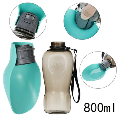 Portable 800ml Dog Water Bottle – Outdoor Leakproof Pet Bowl for Puppies & Large Dogs