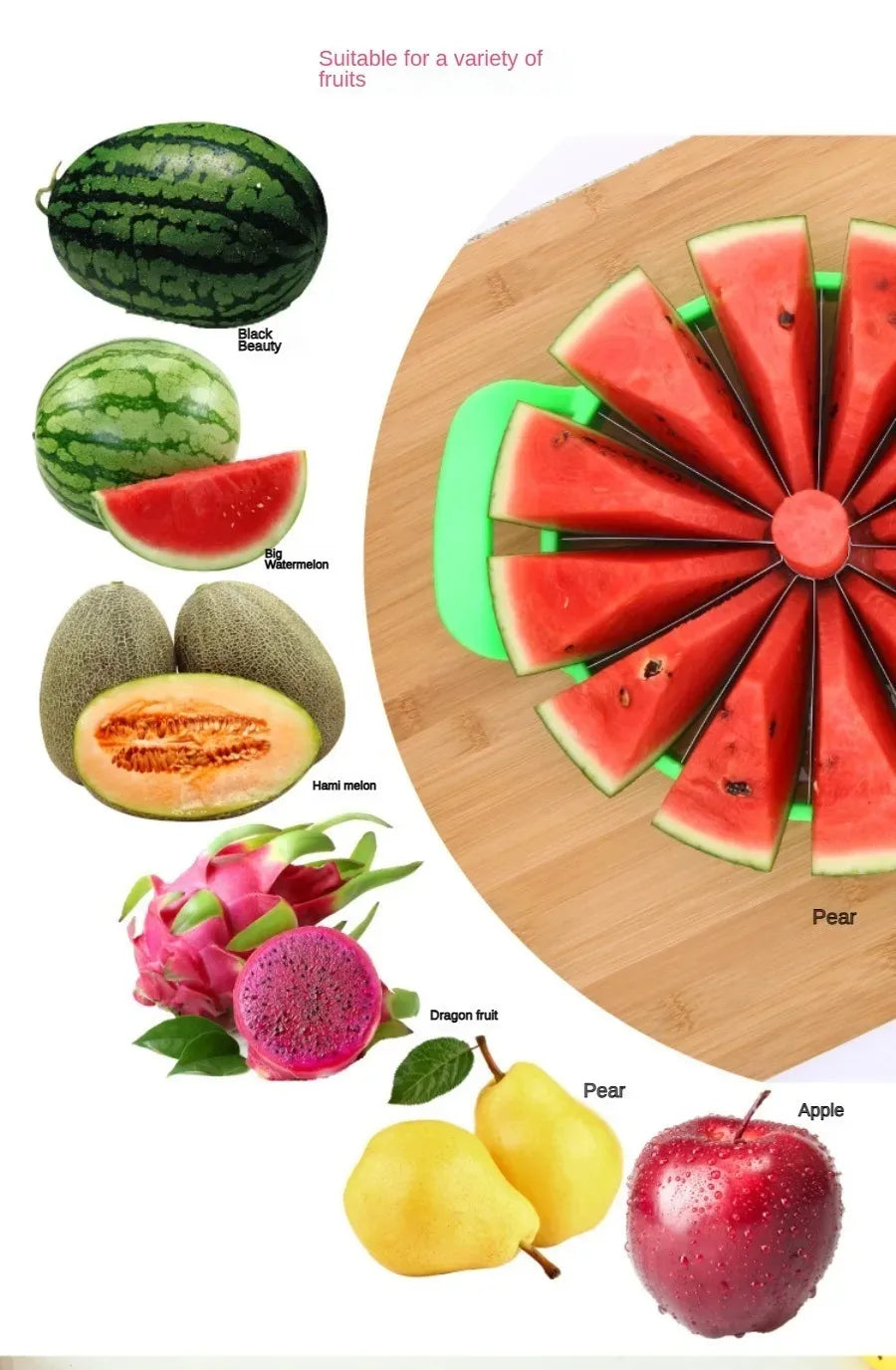 Watermelon Slicer – Stainless Steel Fruit Cutter & Divider for Large Melons and Hami Melon