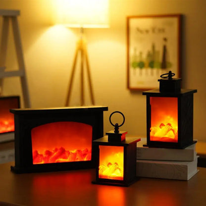 Lámpara LED para chimenea con llama simulada: luz decorativa retro