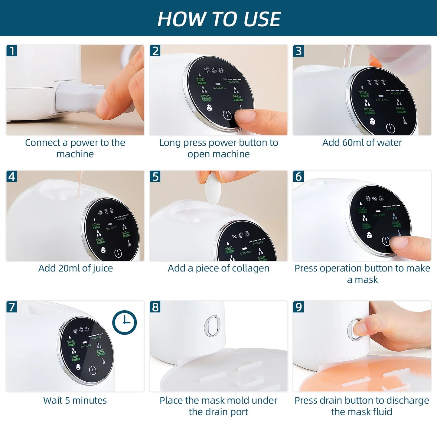 Home Use DIY Mask Machine – Automatic Facial Mask Maker for Fruit, Vegetable Juice & Milk