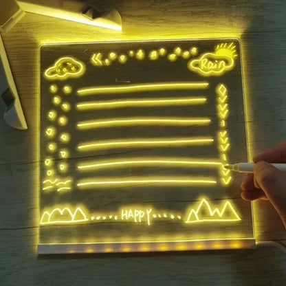 Erasable LED Drawing Board – Colourful Acrylic Writing Message Board with USB Night Light