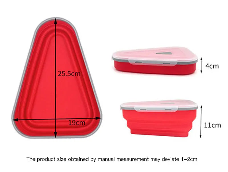 Food Grade Silicone Pizza Storage Box – Foldable Reusable Triangle Container
