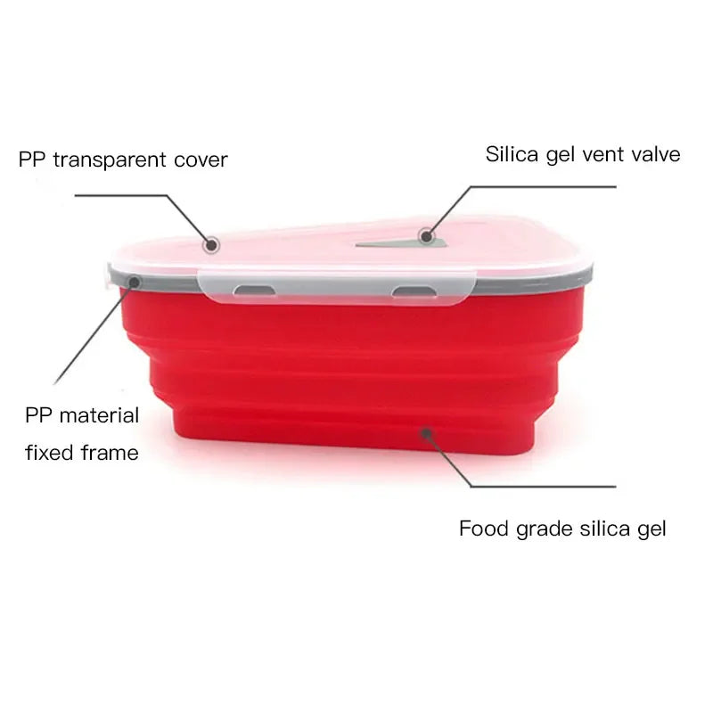 Food Grade Silicone Pizza Storage Box – Foldable Reusable Triangle Container