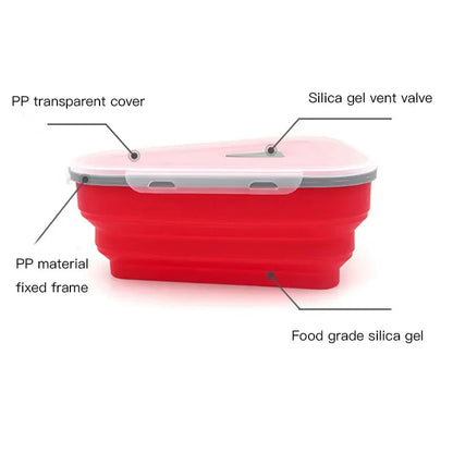 Food Grade Silicone Pizza Storage Box – Foldable Reusable Triangle Container