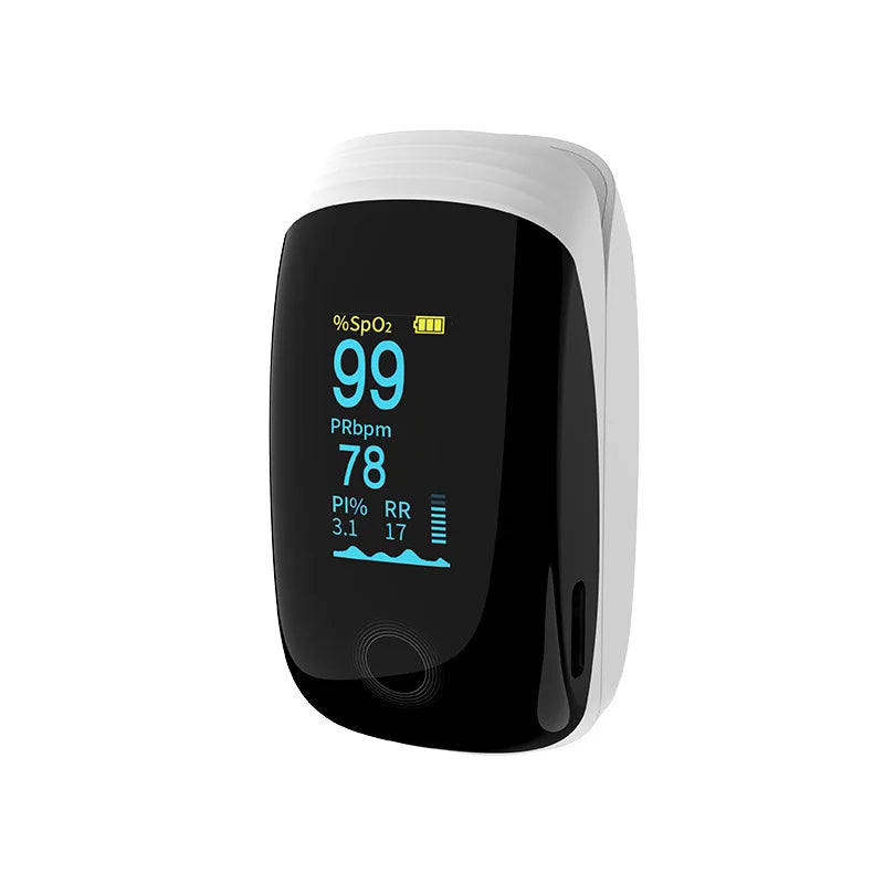 Fingertip Pulse Oximeter with Respiratory Rate – Medical SpO2 Monitor, Rechargeable, Adult & Paediatric Use