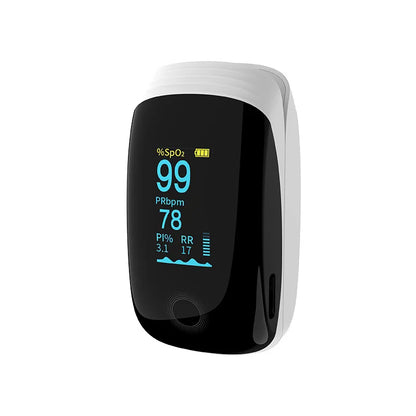 Fingertip Pulse Oximeter with Respiratory Rate – Medical SpO2 Monitor, Rechargeable, Adult & Paediatric Use