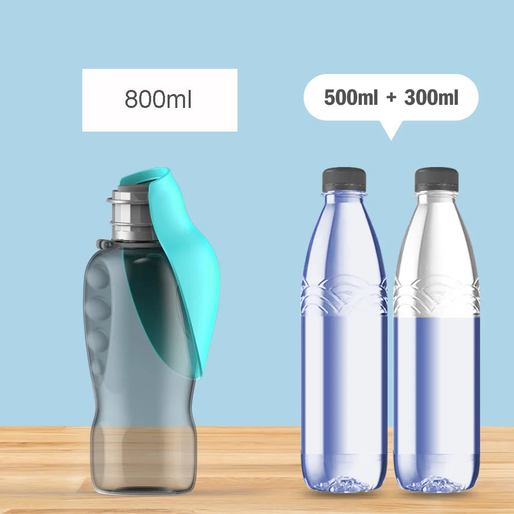 Portable 800ml Dog Water Bottle – Outdoor Leakproof Pet Bowl for Puppies & Large Dogs