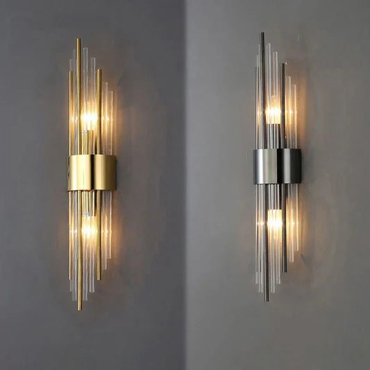 Luxury Gold Wall Lamp – Modern LED Sconce with Crystal Touch