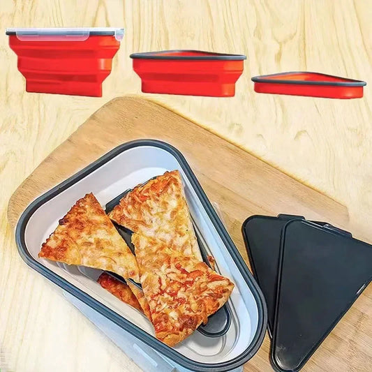 Food Grade Silicone Pizza Storage Box – Foldable Reusable Triangle Container