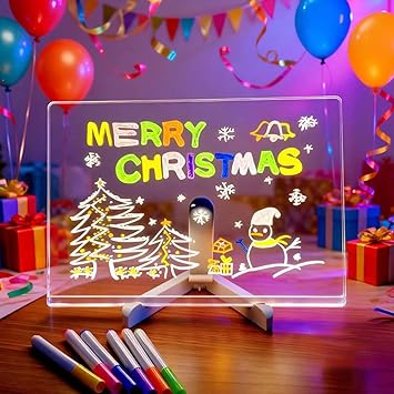Erasable LED Drawing Board – Colourful Acrylic Writing Message Board with USB Night Light
